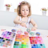 Комплект за изработка на гривни от мъниста цветни за деца 10320бр., снимка 1 - Пластелини, моделини и пясъци - 43503012
