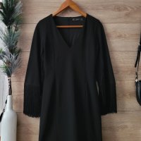 Черна рокля Zara с ресни , снимка 5 - Рокли - 43249554