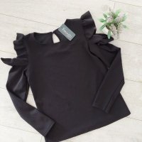 Разпродажба Нова черна блузка, снимка 1 - Блузи с дълъг ръкав и пуловери - 40193392