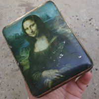Мона Лиза кутия ламарина метал стара, картина Да Винчи, снимка 2 - Други - 43449037