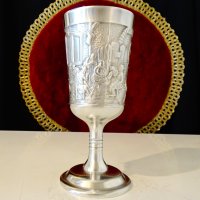 Чаша от калай за вино с релефна кръчмарска картина. , снимка 9 - Антикварни и старинни предмети - 44116999