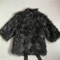 Палто с еко косъм-черно, снимка 2 - Палта, манта - 28692316