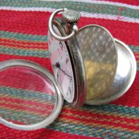 Сребърен джобен часовник с позлата, снимка 7 - Антикварни и старинни предмети - 28423617