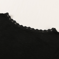 Дамска черна блуза рипс с къс ръкав, деколте с копчета и детайли с бродерия, снимка 9 - Други - 44893289