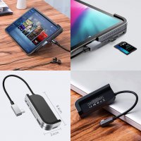 USB C хъб, Baseus 6-в-1, 4K HDMI, USB-C PD зареждане, SD/Micro Card Reader, USB 3.0 и 3.5 мм, снимка 3 - Други - 35340935