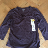 дамска кафява блуза среден ръкав памучна, снимка 3 - Блузи с дълъг ръкав и пуловери - 36468048