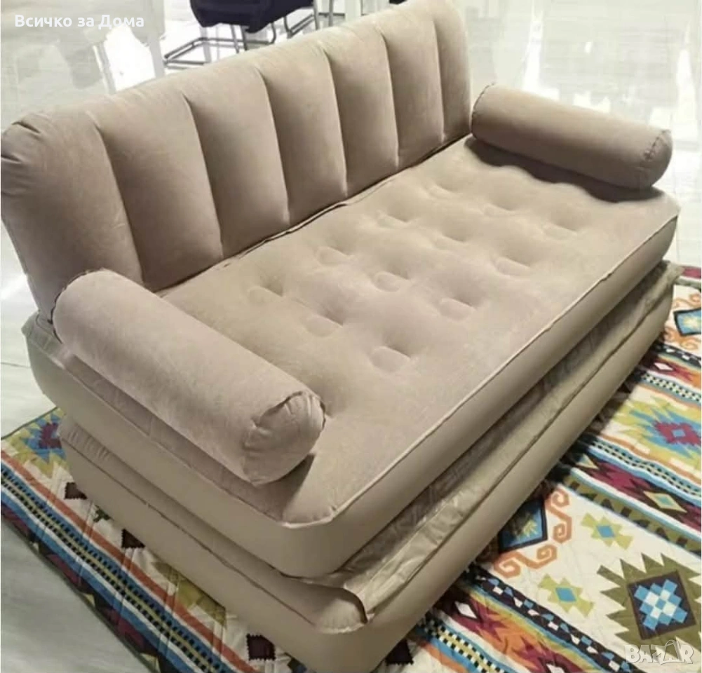 Двоен надуваем матрак с разтегателен диван за спане, снимка 1