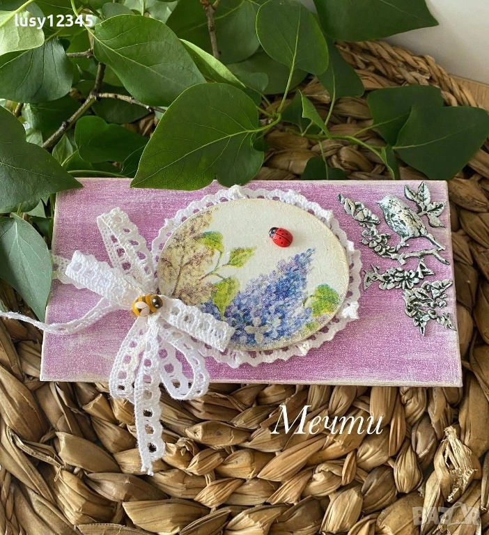 Кутия с шест пръстени за салфетки с люляк, снимка 1