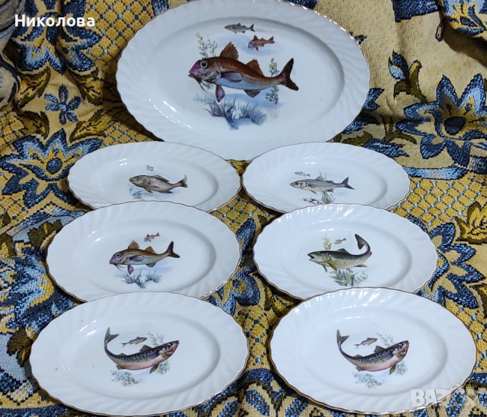 Български порцеланов рибен сервиз , снимка 1
