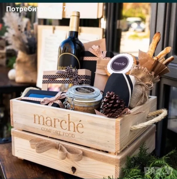 Коледна дървена щайга/ кошница за корпоративни подаръци, снимка 1