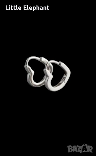 Сребърни обеци странични сърца/нови, снимка 1