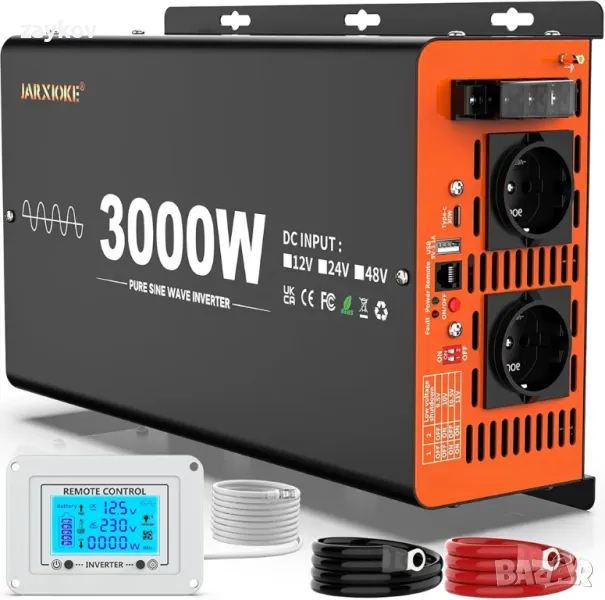 3000W инвертор 12V 230V чист синусоидален преобразувател на напрежение с LCD, снимка 1