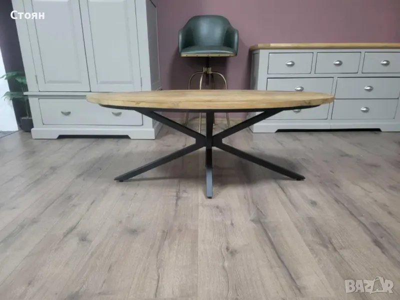 Холна масичка от дъб с метални крака - 6 броя налични, снимка 1