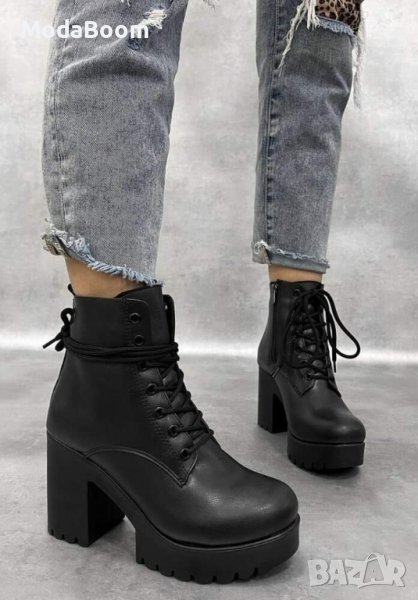 🤩Уникални дамски кожени боти на ток🤩, снимка 1