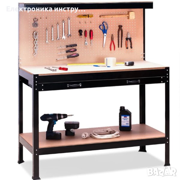 Работна маса с чекмедже и стена за инструменти ROCKFORCE, снимка 1