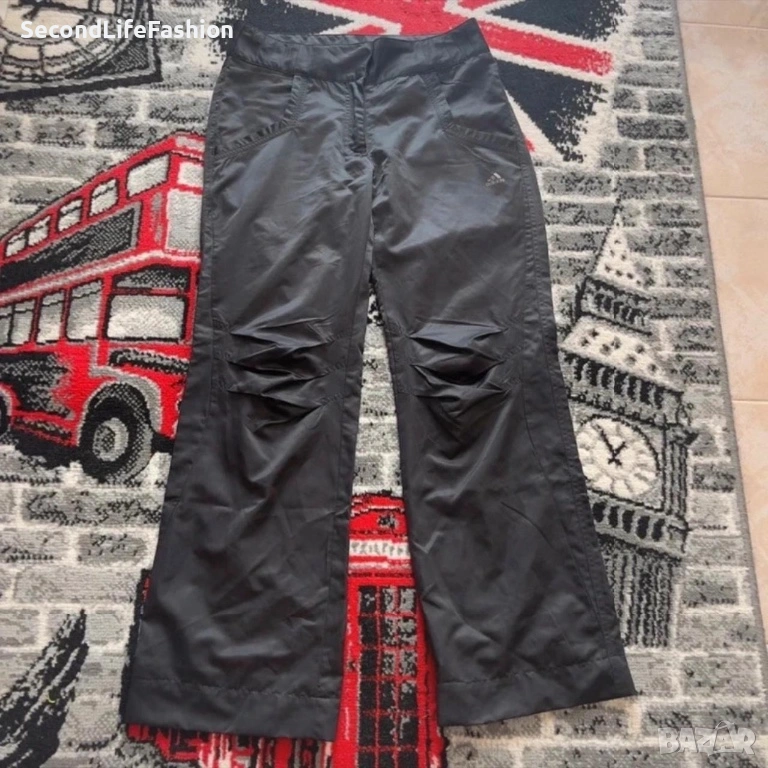 Дамски черни полиестерни панталони Adidas с цип, размер S Черен , снимка 1