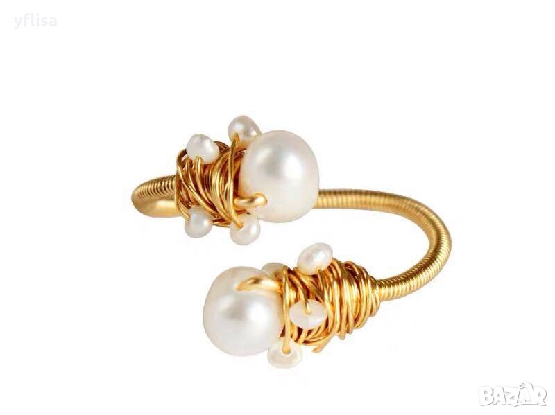 Пръстен с естествени перли, снимка 1