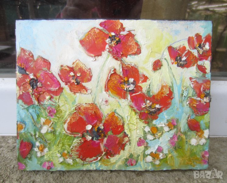 Цветя макове -  Мима / Art by MiMa - картина с маслени бои    painting oil картина, мак, снимка 1