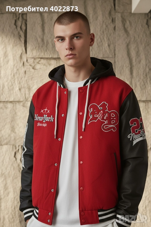Мъжко Луксозно Бомбер Яке в червен цвят , снимка 1