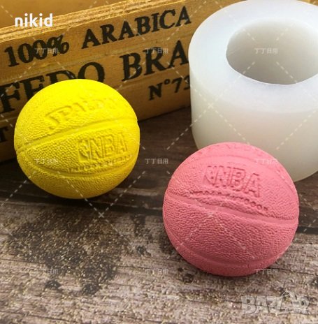 3D Баскетболна топка NBA силиконов молд форма калъп украса торта фондан шоколад гипс декор свещ, снимка 1