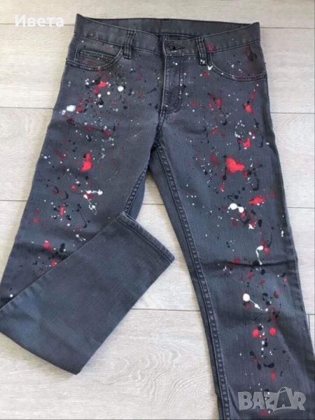 Дамски дънки напръскани с боя, снимка 1