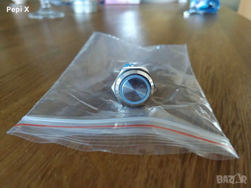 Моментно копче (тип ресет) със светещ бял ръб, 220V, 16mm, снимка 1