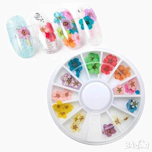 РАЗПРОДАЖБА - Сухи цветя за вграден маникюр – 24 броя, снимка 1