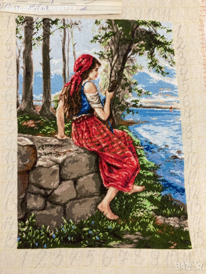 Гоблен “Момиче с мандолина”, снимка 1