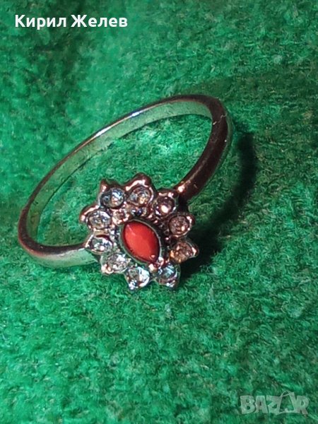 КРАСИВ НЕЖЕН ПОСРЕБРЕН КРИСТАЛЕН ФЕШЪН - АРТ МЕДЕН ПРЪСТЕН 38539, снимка 1