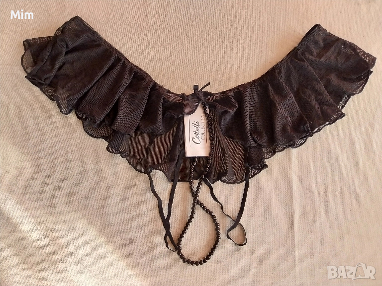 2XL/4XL Черна еротична прашка с черни мъниста , снимка 1