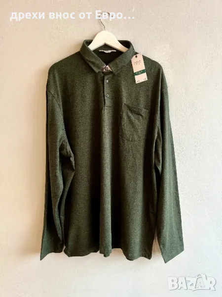 NEXT 4XL памучна зелена блуза с яка , снимка 1