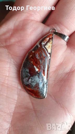 Сребърна висулка с естествен Ахат , снимка 1