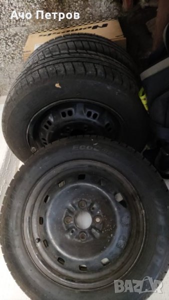 Гуми с железни джанти летни + подарък 4 таза оригинални , снимка 1