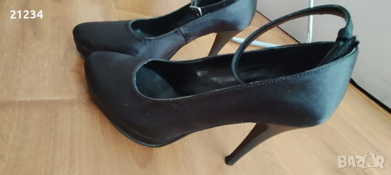 Сатенени обувки на ток, снимка 1
