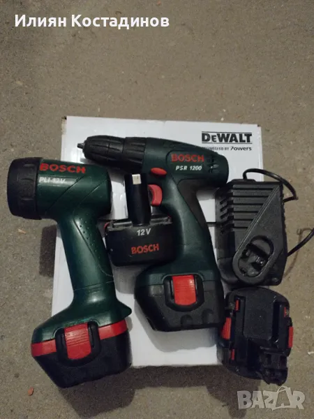 Bosch 12 v винтоверт, фенер, 4 батерии и зарядно, снимка 1