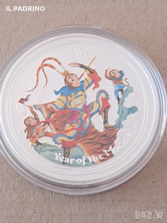 Сребро Лунар  цветен Цар на Маймуните 2016   1 унция oz, снимка 1