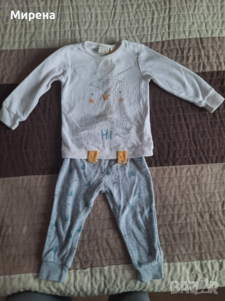 Плюшено комплектче - блузка с бухалче и панталонче Zara Baby, снимка 1
