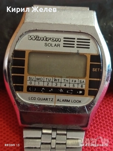 Винтидж електтронен часовник Wintron solar рядък за КОЛЕКЦИЯ 53632, снимка 2 - Антикварни и старинни предмети - 53401085