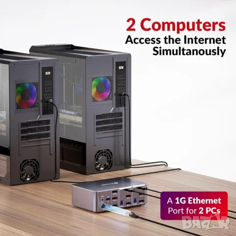 AV Access iDock D23 8K KVM докинг станция за 2 компютъра и 3 монитора, DisplayPort 2.0, HDCP 2.3, снимка 4 - Друга електроника - 50042477