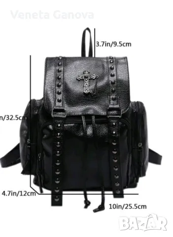 Черна раница от екокожа , снимка 6 - Раници - 48027988