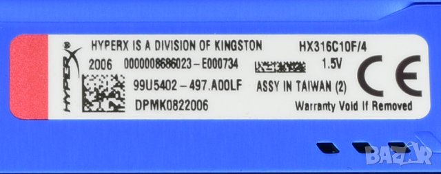 RAM памет Kingston FURY Blue 4x4GB DDR3 PC3-12800 1600 MHz, снимка 2 - RAM памет - 44047036