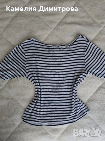 FB Sister раиран топ с широко деколте, снимка 4 - Блузи с дълъг ръкав и пуловери - 53286112