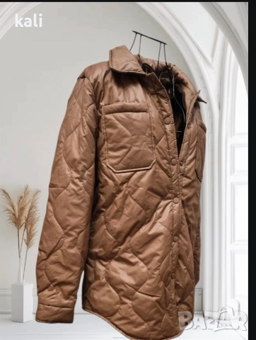 Капитонирано яке тип "риза" в цвят шоколад/бронз, снимка 4 - Якета - 52726745