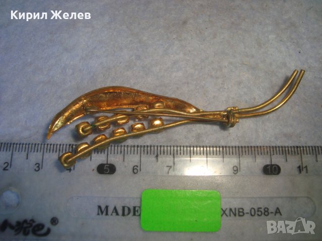ИЗЯЩНА СТАРИННА ФЛОРАЛНА АР НУВО БРОШКА БРОНЗ с ПОЗЛАТА ЛАК и РОЗОВ ФАСЕТИРАН КВАРЦ КАМЪНИ 71151, снимка 3 - Антикварни и старинни предмети - 37756877