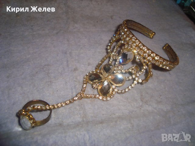 ПОЗЛАТЕН с КРИСТАЛИ ЕТНО-СТИЛ НАКИТ в ИНДО-ПЕРСИЙСКИ СТИЛ ГРЪВНА с ПРЪСТЕН към НЕЯ 27864, снимка 6 - Гривни - 37097513
