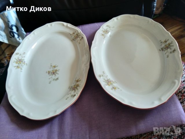 Плато овално порцеланово от соца флорален мотив на Изида 352х224мм -броя 2, снимка 5 - Аксесоари за кухня - 44012974