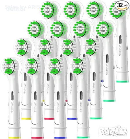 Резервни глави за четки за зъби Wetqaip съвместими с Braun, 16 броя, бели