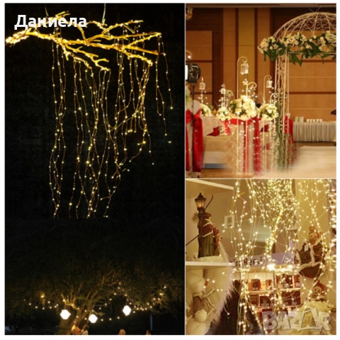 Декоративен сноп от 200 LED светлини, 100-240 V с щепсел, топло бяла светлина., снимка 3 - Декорация за дома - 52432165