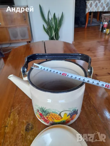 Стар емайлиран чайник #74, снимка 7 - Други ценни предмети - 49098119