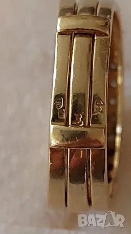 Златен пръстен с изумруди и брилянти, снимка 8 - Пръстени - 49774859